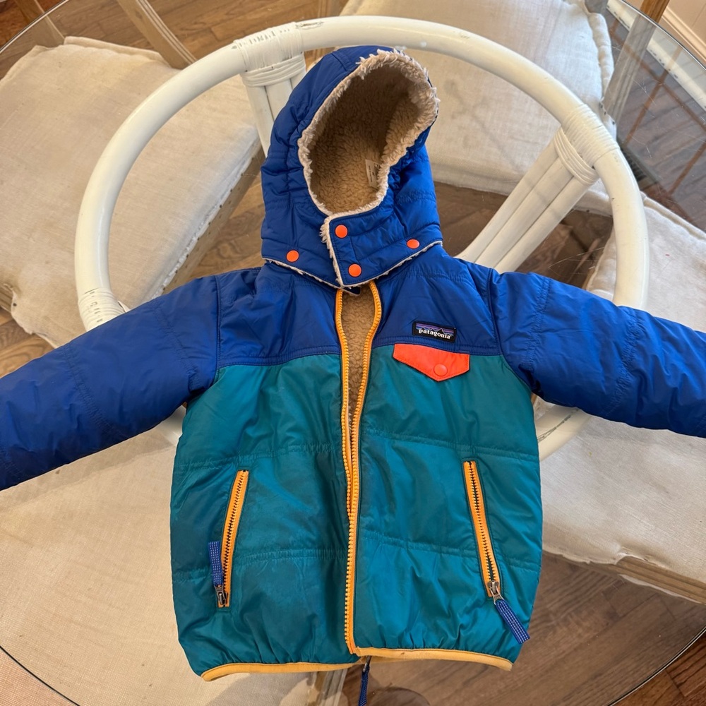 Patagonia Kids' Fleece Jacket - Cream and Blue 4T